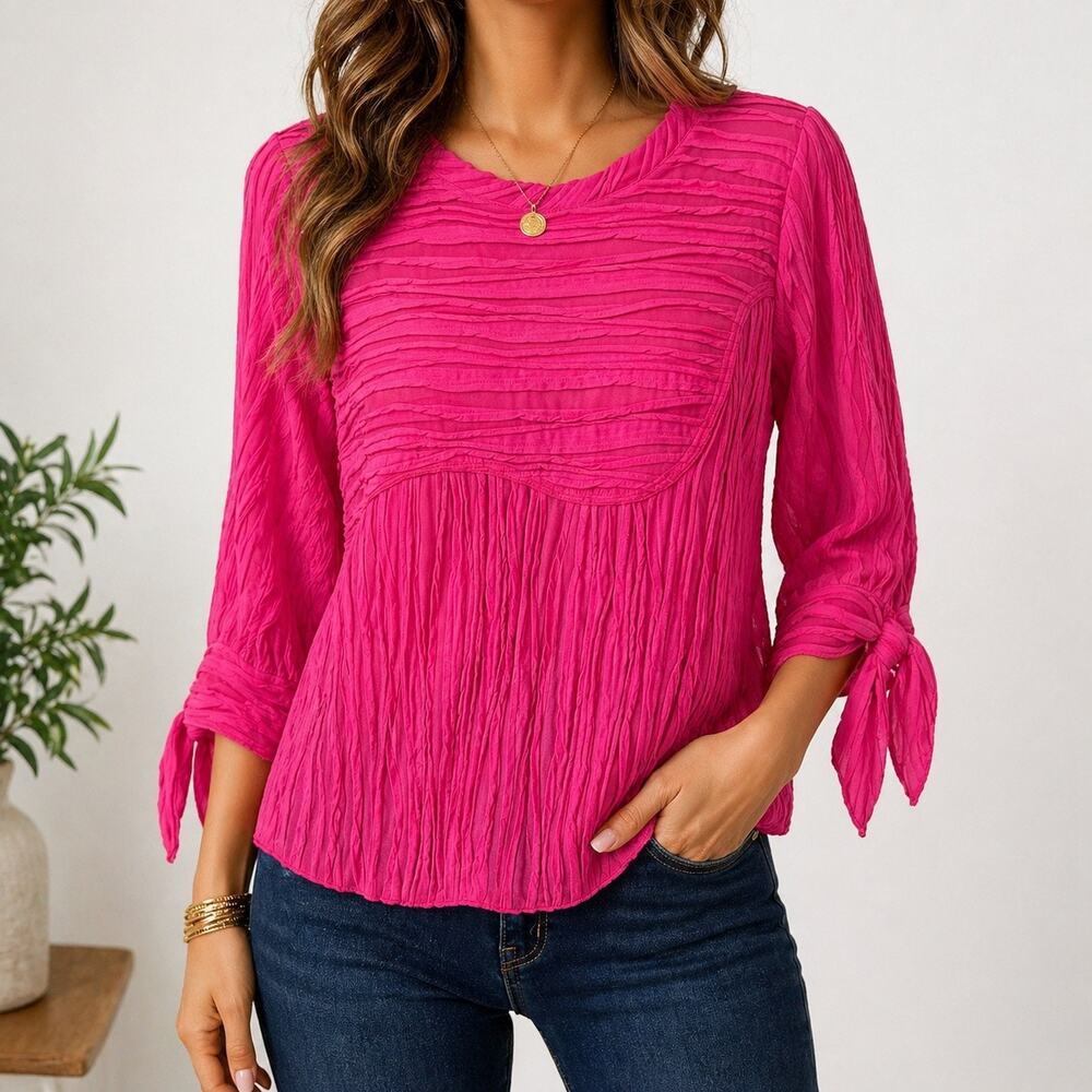 IC by Connie K Sz Medium Hot Pink Artsy Wearable Art Blouse Shirt Top Unique